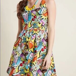 Modcloth Colorful Comic Print Mini Dress